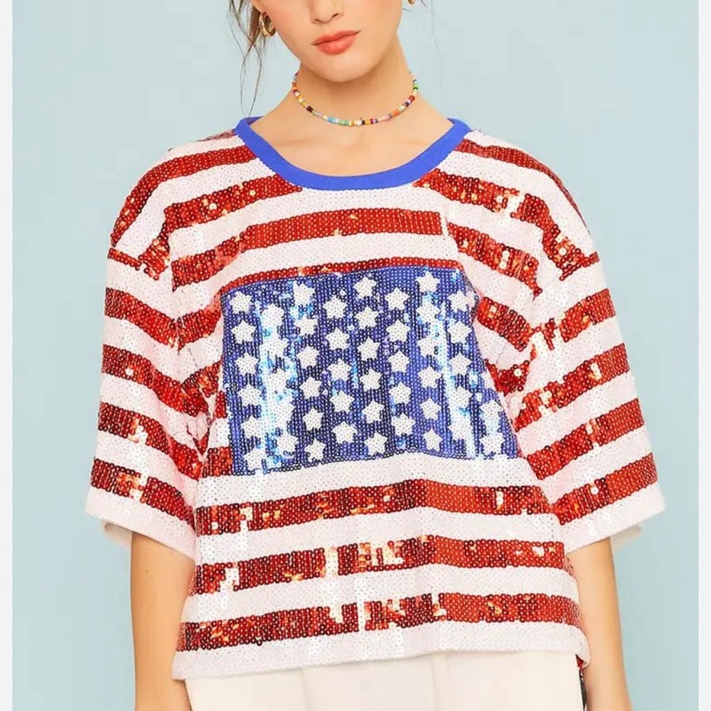 Mainstrip Small Patriotic Sequin Top